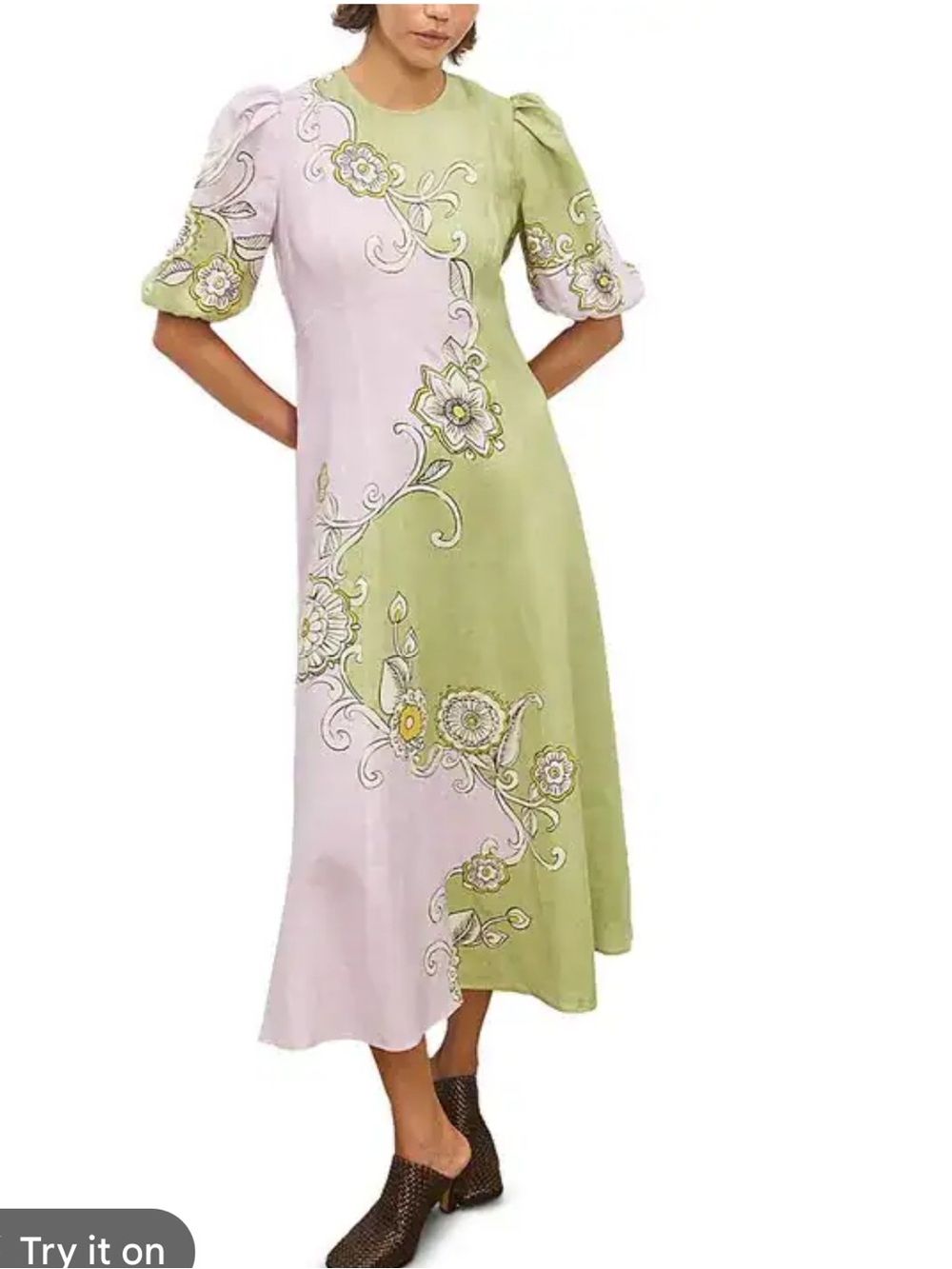 Alemais Spliced Floral Midi Dress in Lilac and Sage